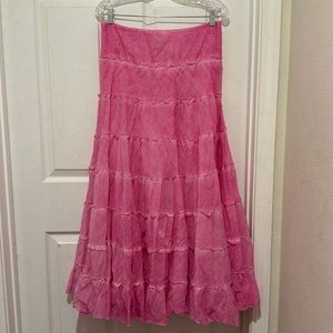 Free People Maxi Boho Skirt. Trendy Barbie Pink color. Size Large (NWOT)